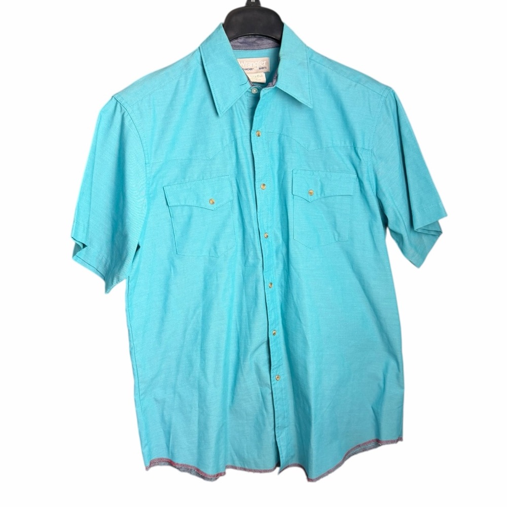 Wrangler Wrancher Snap Short Sleeve Men’s Large Shirt Light Blue